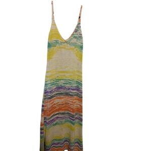 Zara Knit Crochet Striped Coverup‎ Dress Beach Summer Boho Festival Maxi L
